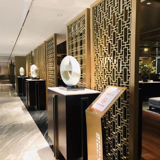 अमेरिकन स्टाइल लेजर कटिंग गोल्ड स्टेनलेस स्टील स्क्रीन कमरे विभाजन घर के लिए होटल रेस्तरां 4