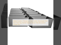 धातु आउटडोर फाइबरग्लास क्ले गार्डन रेक्टेंगल प्लांट पॉट्स पैक बड़ा प्लांटर बॉक्स होटल विला सजावट फ्लावर पॉट के लिए