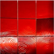 चीनी लाल सर्पिल धातु दर्पण मोज़ेक दीवार टाइल 98 * 98MM चौकोर आकार