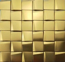 अच्छा दाम 48 3डी ट्रेपेज़ॉइडल स्टेनलेस स्टील मोज़ेक टाइलें 293×293 मिमी रसोई सजावट ऑनलाइन