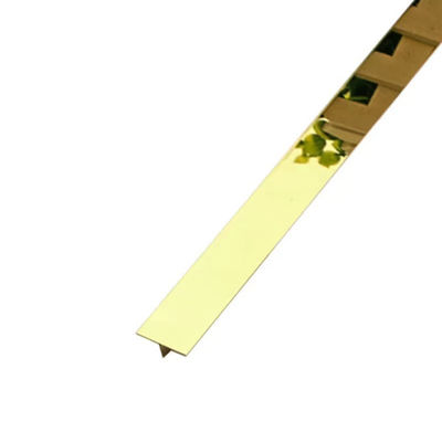 अच्छा दाम 304 8K स्वर्ण दर्पण पॉलिश चमकदार रंग स्टेनलेस स्टील ट्रिम 201 टी-आकार स्टेनलेस स्टील टाइल एज ट्रिम होटल के लिए ऑनलाइन