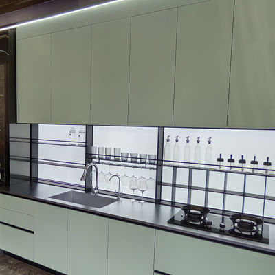 अच्छा दाम मोर्डन डिजाइन कस्टम पूर्ण सेट फर्नीचर लक्जरी रसोई कैबिनेट ग्रीन कस्टमाइज़ स्टेनलेस स्टील रसोई कैबिनेट ऑनलाइन