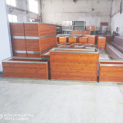 अच्छा दाम लकड़ी के दाने का रंग गार्डन स्ट्रीट फर्नीचर बड़ा आयताकार धातु का प्लांटर बाहर एल्यूमीनियम प्लांट बॉक्स स्टेनलेस स्टील का फूल का गमला ऑनलाइन