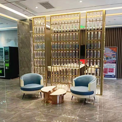 Gold Color Brushed Transparent Glass 304 Stainless Steel Room Dividers For Hotel