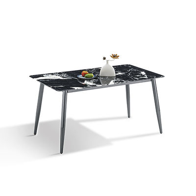 अच्छा दाम आधुनिक सिंटर पत्थर टेबलटॉप ग्रे रंग कार्बन स्टील आधार भोजन टेबल ऑनलाइन