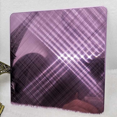 Grade 304 Cross Hairline Rose Red Color Stainless Steel Sheet Wall Decoration