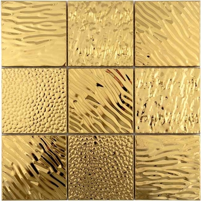 Embossed Stainless Steel Mosaic Tiles For Kitchen 30x30cm