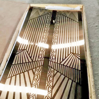 लिफ्ट के लिए कस्टम Etched मिरर 8K गोल्ड कलर स्टेनलेस स्टील शीट