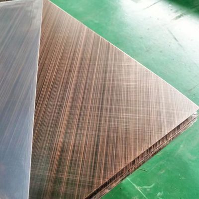 गुणवत्ता इंटीरियर डिजाइन के लिए क्रॉस हेयरलाइन एंटीक कॉपर कलर स्टेनलेस स्टील शीट फैक्टरी