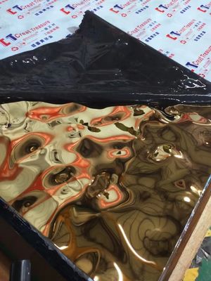 अच्छा दाम छत की सजावट के लिए 4X8 फीट 8K मिरर टीआई-गोल्ड वॉटर रिपल स्टेनलेस स्टील शीट ऑनलाइन