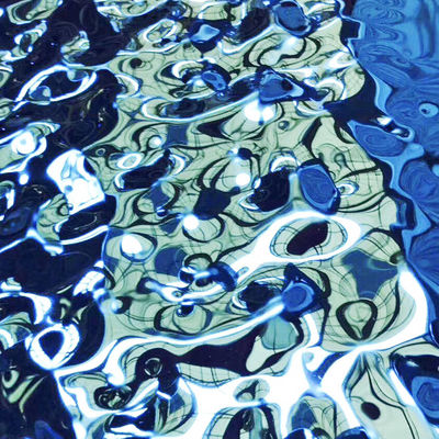 Blue Color 316L 1.0MM 4X10FT Mirror Wave Water Ripple 1500mm Colored Stainless Steel Sheet