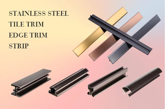 अच्छा दाम 201j1 304 रंग 8K मिरर पॉलिश गुलाब सोना बीडब्लास्टेड स्टेनलेस स्टील टाइल ट्रिम दीवार डिजाइन के लिए ऑनलाइन