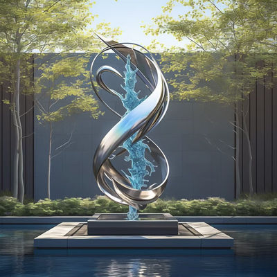 Colour Silver Polished 304 Stainless Steel Outdoor Sculpture For Office Building