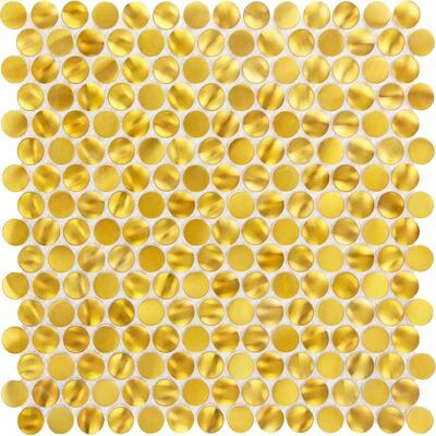 अच्छा दाम गोल आकार सोना रंग स्टेनलेस स्टील मोज़ेक टाइल दीवार पृष्ठभूमि के लिए ऑनलाइन