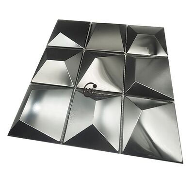 अच्छा दाम 3डी स्टीरियोस्कोपिक मिरर वॉल बार रेस्तरां होटल लिविंग रूम सजावट धातु मोज़ेक ऑनलाइन