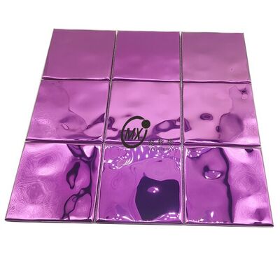 300X300MM Luxury Wall Tiles Decorative Stainless Steel Metal Violet Square Mirror  Mosaic For Backsplash