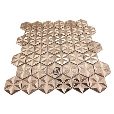 मध्य पूर्व नीली ब्रश सतह लोकप्रिय सजावट गुलाब सोने और चांदी रंग एल्यूमीनियम धातु मोज़ेक टाइल