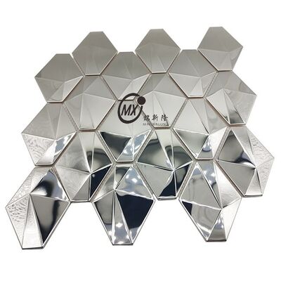 अच्छा दाम चेसबोर्ड पैटर्न स्टेनलेस स्टील और ग्लास मिश्रण मोज़ेक टाइलें ऑनलाइन
