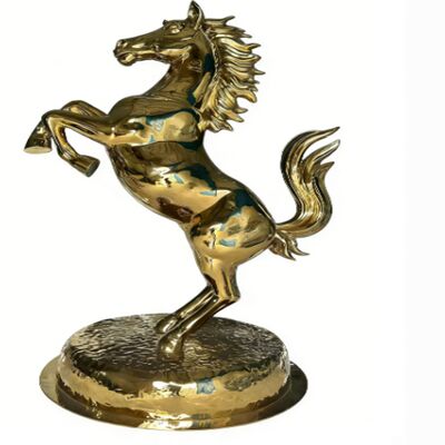 अच्छा दाम OEM/ODM Service Titanium Gold Mirror Surface Horse Figurine  201 304 Grade Metal  Animal Art Ornament for Garden Outdoor Decor ऑनलाइन