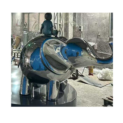 अच्छा दाम Luxury Hotel Lobby Custom Blue Silver 201 304 316L  Stainless Steel Elephant Statue for Commercial Plaza Decoration ऑनलाइन