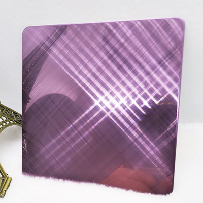 Grade 304 Cross Hairline Rose Red Color Stainless Steel Sheet Wall Decoration